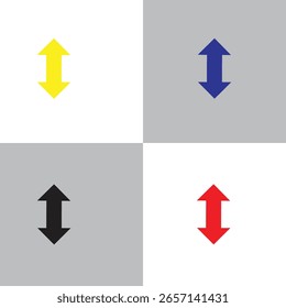 A set of flat directional arrow icons in multiple color combinations (red, yellow, black, blue). Useful for navigation UI, maps, or infographics.

