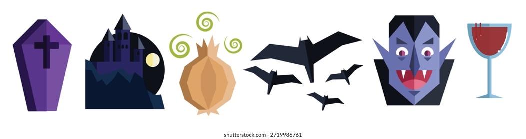 set of flat dracula vectors illustration