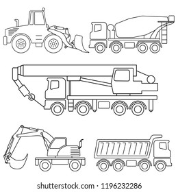 Set of flat drawings of the construction equipment
