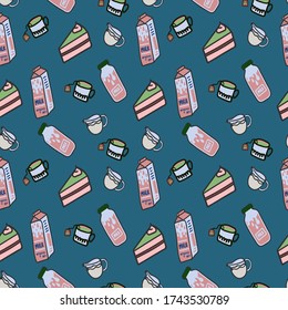 A set of flat drawn summer illustrations. Design elements for food, accessories, and beverages. Color cliparts for spending time in nature, the beach. Isolated Scandinavian summer cartoon elements