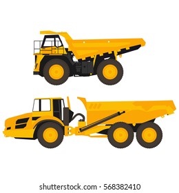 set of flat dump trucks