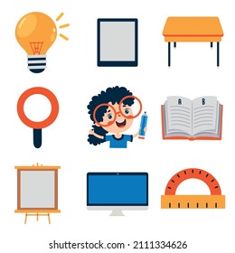 Set Of Flat Education Icons