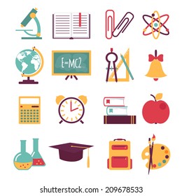 Set of flat education icons for design