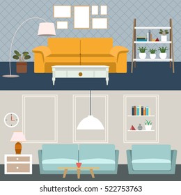 Set of flat elements for interior design. Concept design illustration of interior decoration.