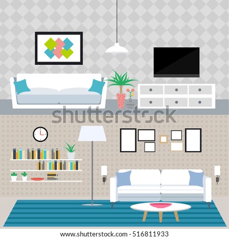 Set Flat Elements Interior Design Concept Stock Vector (Royalty Free ... Set Flat Elements Interior Design Concept Stock Vector (Royalty Free ...