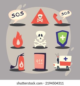 set of flat emergency items