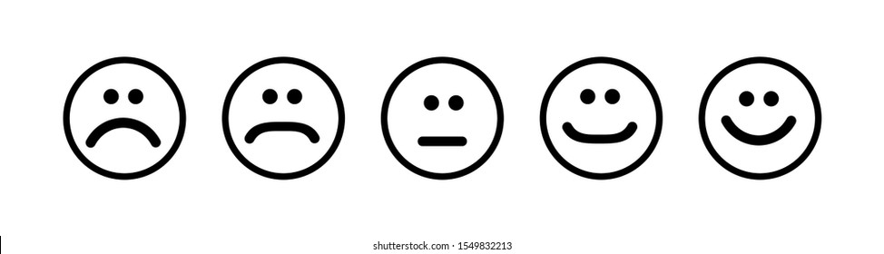 Set of flat emoticons islolated on white background. Happy or angry emotion