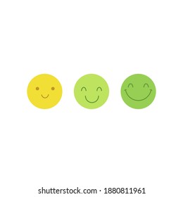 Set of flat emoticons islolated on white background. Happy green color