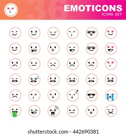 Set of flat emoticons on white background