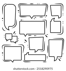 Set of flat , empty black and white bubble speech vector. Banners, price tags, stickers, posters, badges. Isolated on white background.