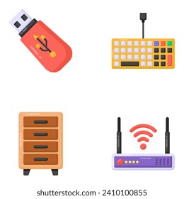 Set of Flat Equipment and Devices Icons 
