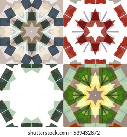 Set of flat ethnic seamless pattern. Colorful geometrical ornament tiles. For different design uses, as wallpaper, pattern fills, web page background, surface textures for print and dalle production.