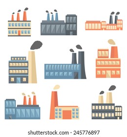 Set of flat factory icons for your design