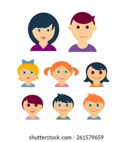 set of flat family vector icons