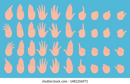Set of flat female hand gestures