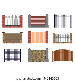 set of flat fences for infographics