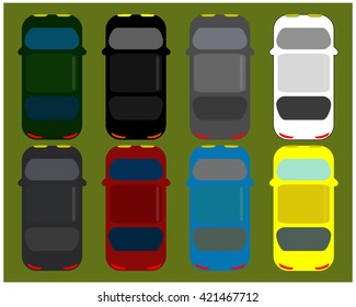 Set of flat figures. Car. Colored. Vector illustration.