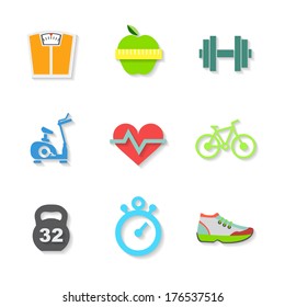 Set of Flat Fitness Icons. Vector