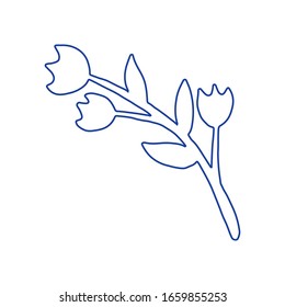 Set of flat flower icons in silhouette isolated on white. Simple retro designs in black and white.