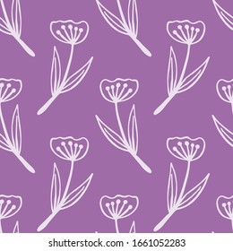 Set of flat flower icons in silhouette isolated on white. Simple retro designs in black and white.