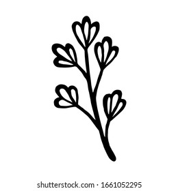 Conjunto de iconos de flores planas en silueta aislada en blanco. Sencillos diseños retro en blanco y negro.