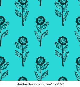 Satz flacher Blumensymbole in Silhouette einzeln auf Weiß. Einfache Retro-Designs in Schwarz-Weiß.