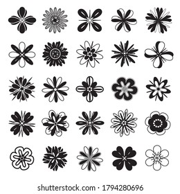 Flower Icon Set Flower Vintage Silhouettes Stock Vector (Royalty Free ...