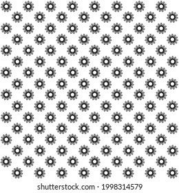 Set of flat flower icons in silhouette isolated on white. flower print vector black and white. Seamless background pattern for gift wrapping paper, textiles, wallpaper.