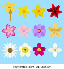 Juego de Ilustración de Flores Planas