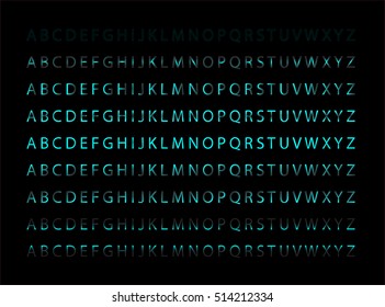 Set of flat font neon blue color