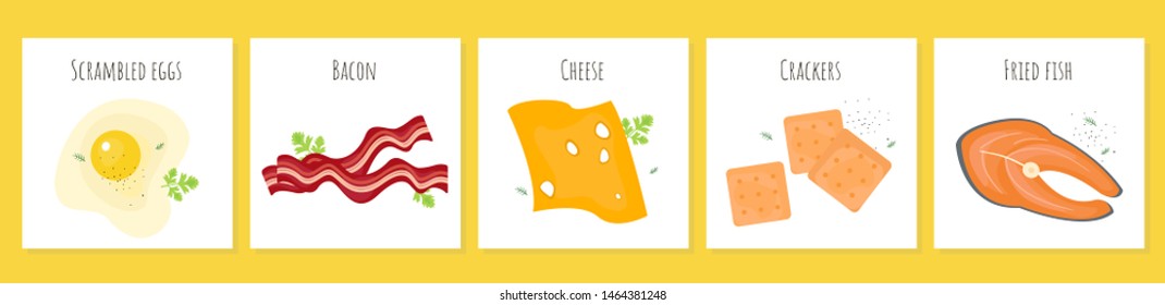 Set of flat food ingredients - part 1. Doodle color set of ingredients and products for cooking