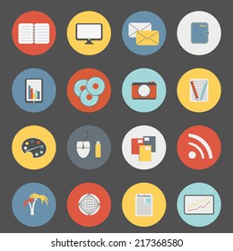Set of flat freelance icons