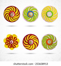 Set of flat front face of flowers