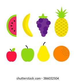 Set of flat fruits