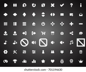 Set of flat game icons in cartoon style. 2d asset for user interface GUI in mobile application or casual video game.
