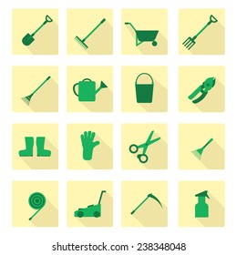 Set of flat garden tools icons