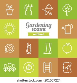 Set of flat gardening icons 