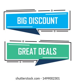 Set of flat geometric vector banners, Creative illustration of promotion ribbon banner isolated on background, Big sale poster graphic element