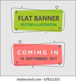 Set of flat geometric vector banners. Vintage colors and shapes. Green and Red banner design