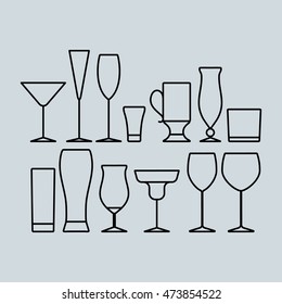 set of flat glass icons