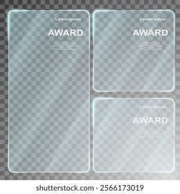 Set of Flat Glass Plates: Transparent Windows, Realistic Mirrors, Clear Panels with Glossy Acrylic Frames, and 3D Light Effects for Modern Showcases and Display Design Projects