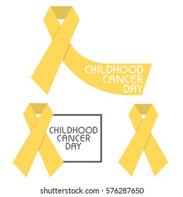 set with flat gold ribbon day childhood cancer awareness