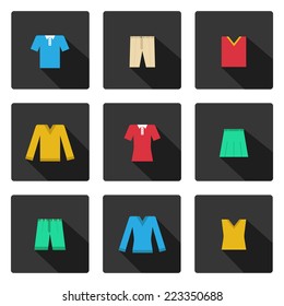 Set of flat golf 	clothes icons
