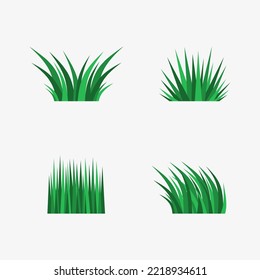 set of flat grass illustration on white background