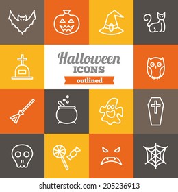 Set of flat Halloween icons 