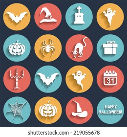 Set flat halloween icons