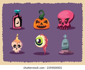 set of flat halloween icons