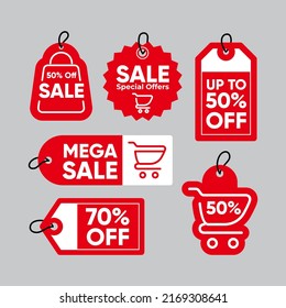 set of flat hanging tag sales design template vector