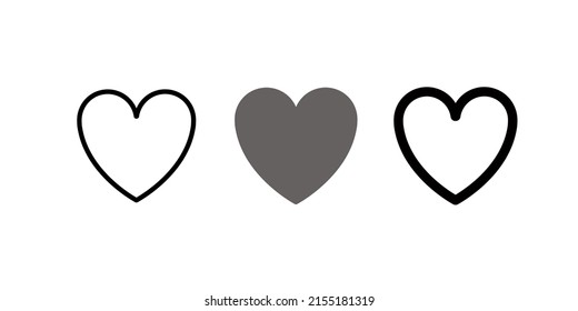 Set of flat heart icons meaning love, favorites, i like. Heart icon, sign, symbol for web design, program, app, and more.