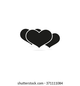 Set of flat hearts illustration.